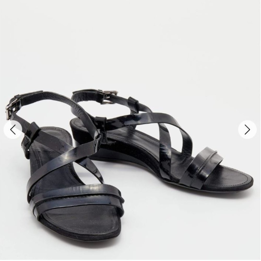 Tod's Black Patent Leather Strappy Sandals
